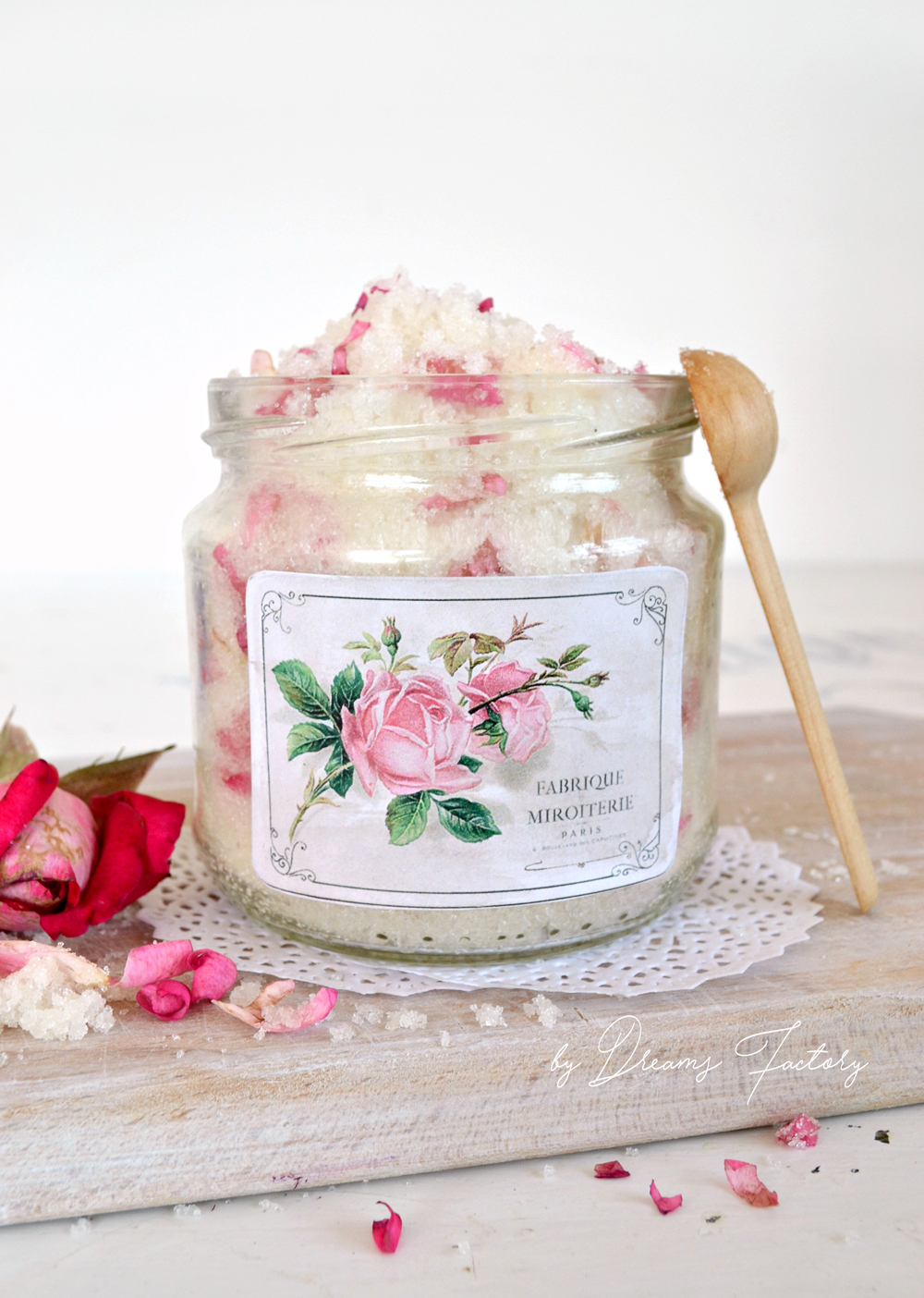 DIY Rose Petal Lavender Sugar Scrub-www.bydreamsfactory.com 
