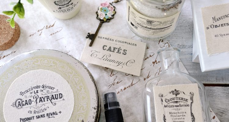 DIY French Ephemera Fabric Labels – using the iron on transfer paper technique