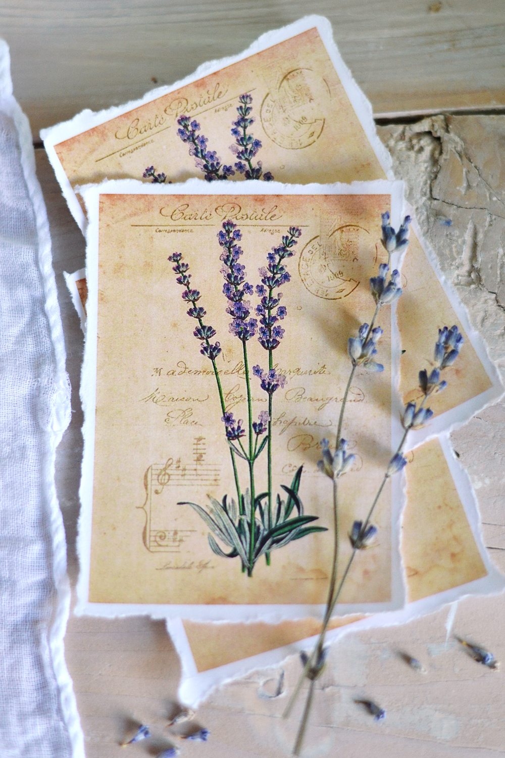 Hydrangea and Lavender vintage tags with torn edges - by Dreams Factory #diy #crafts #French #lavender #hydrangeas