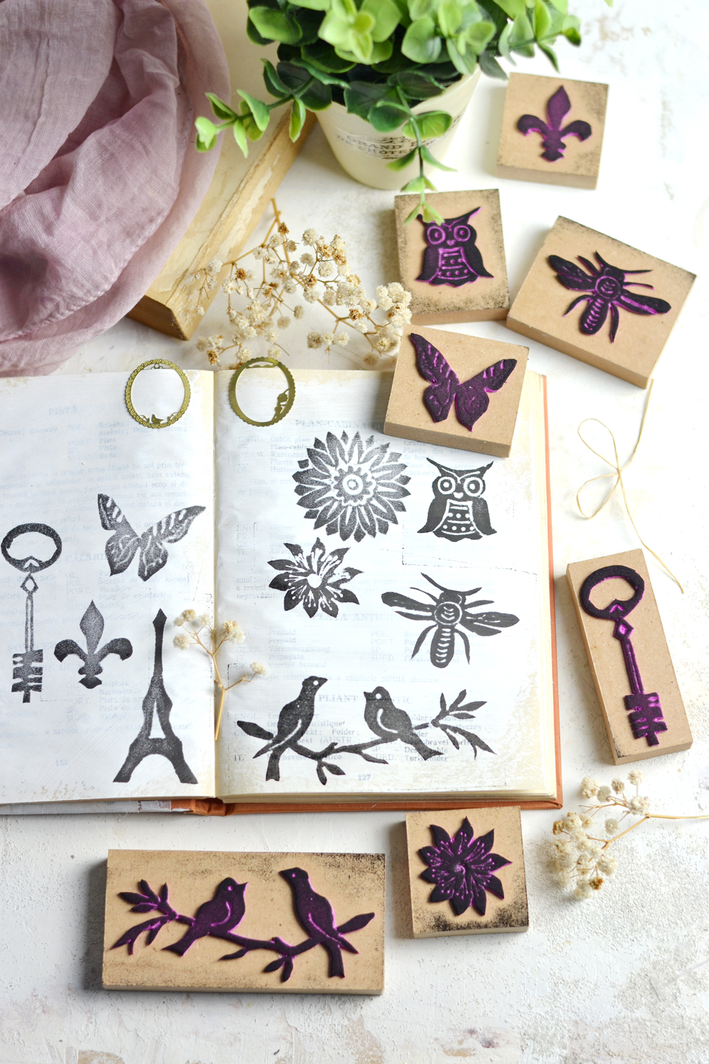 DIY Vintage Foam Stamps - learn how to easily make your own stamps using your favorite images, that can be used on so many of your creative projects!