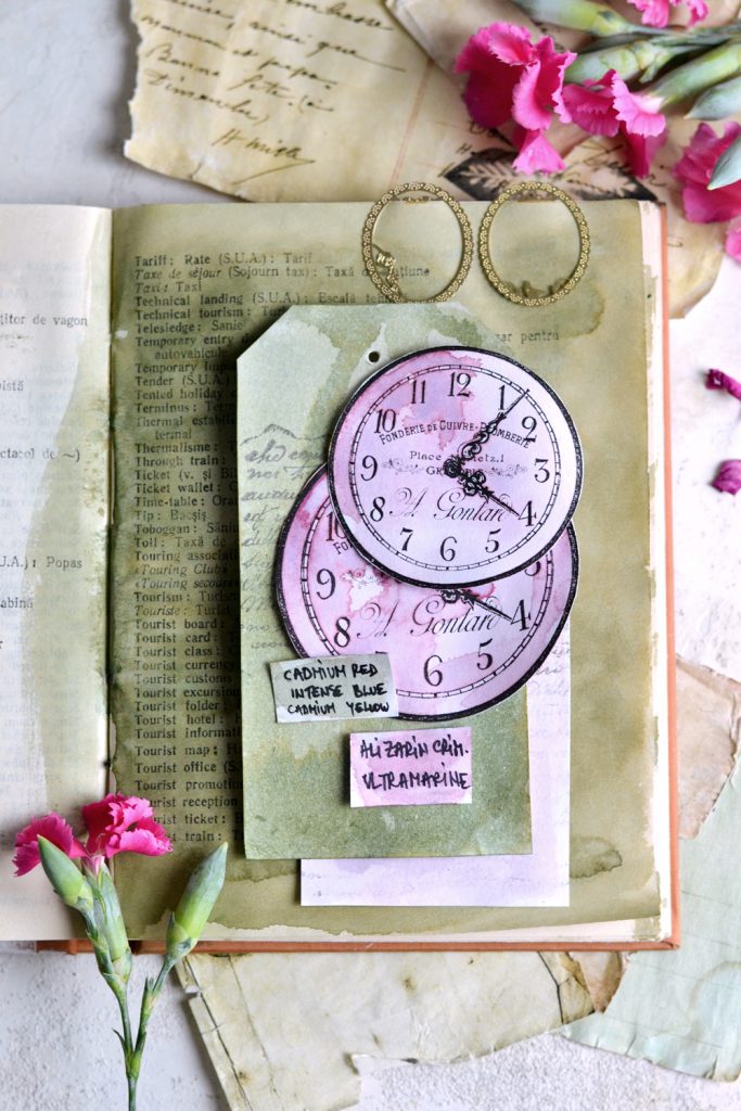 DIY Vintage French Clock Faces & watercolor swatches - free printable