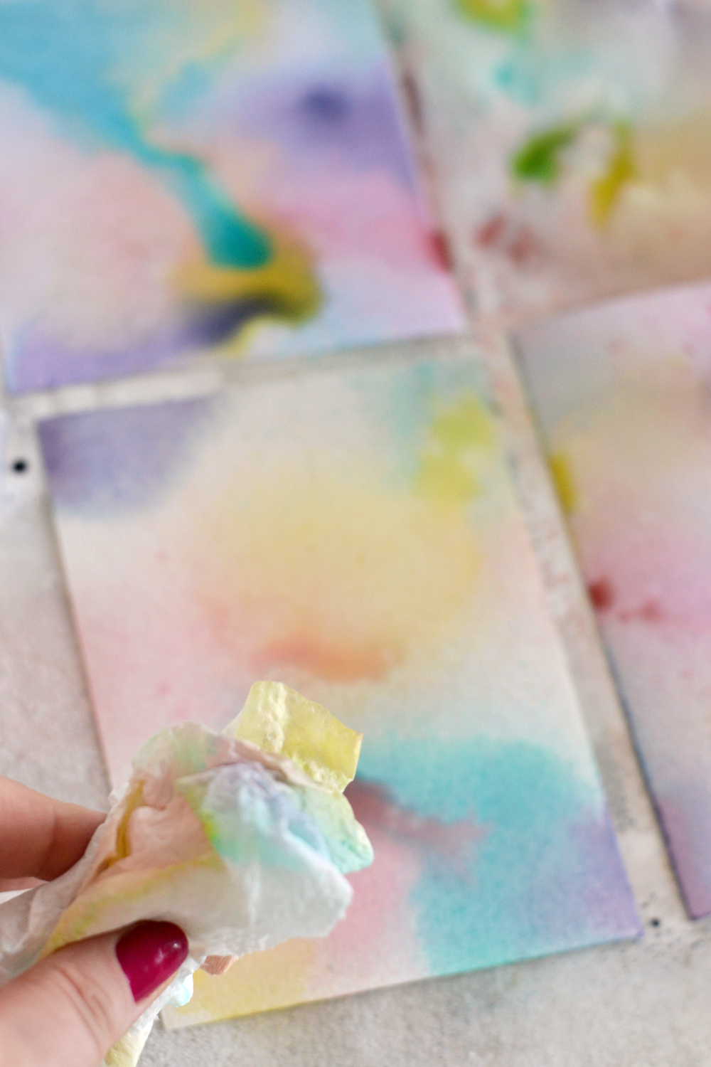 How to use DIY Spray Inks to create 'abstract' backgrounds - picking up some excess color