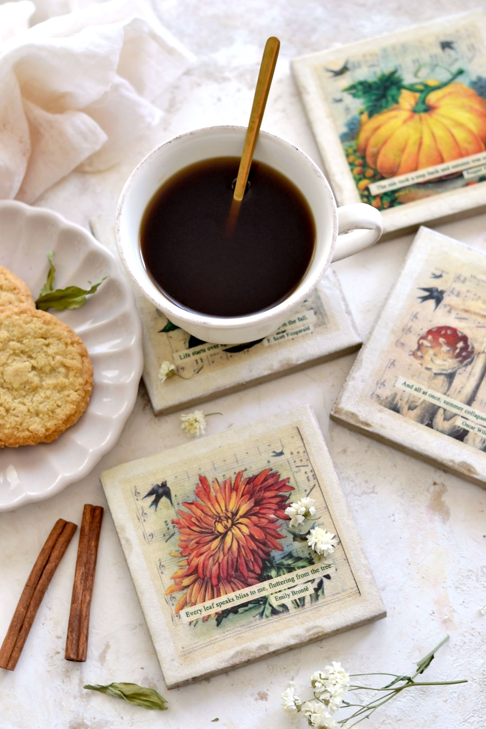 DIY Vintage Fall Coasters Dreams Factory